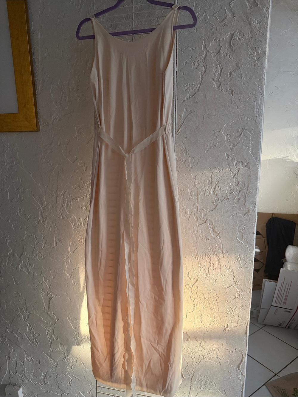 Dior Soft Peach Sleeveless Maxi Dress with Tie Waist